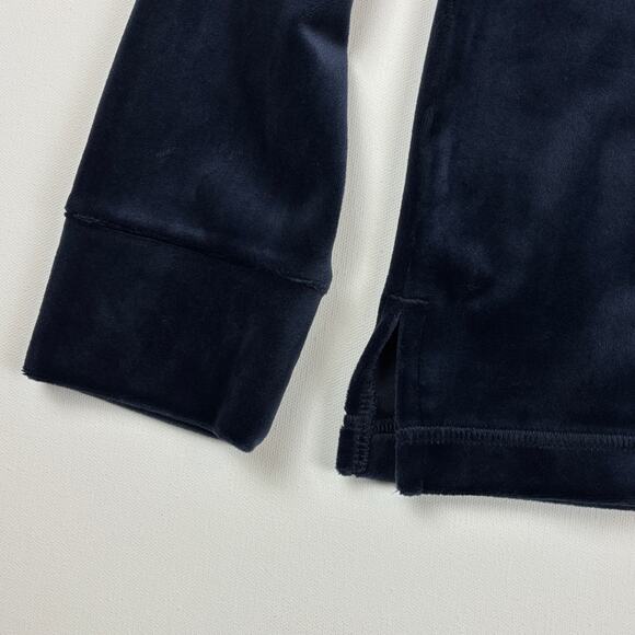 Chico's Zenergy Navy Velour Puffed Shoulder Long Sleeve Top NWT Size 1 Med - Picture 4 of 12